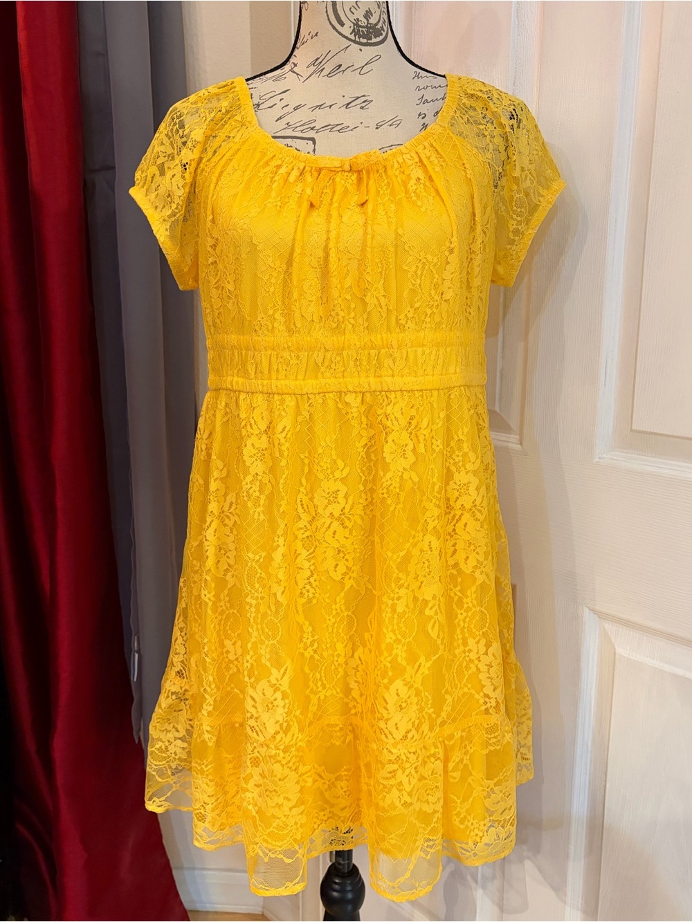Sugar & Jade Yellow Lace Kids Party Dress - Sunset Gold